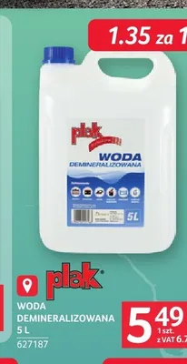 Woda demineralizowana Plak promocja w Selgros