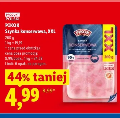 Szynka konserwowa XXL Pikok promocja w Lidl