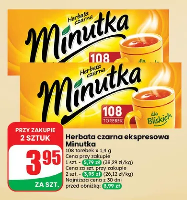 Herbata czarna ekspresowa Minutka promocja w Dino