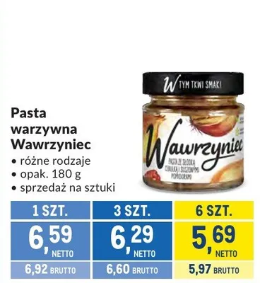 Pasta warzywna Wawrzyniec promocja w Makro