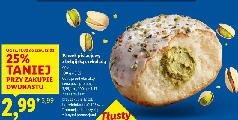 Pączek pistacjowy z belgijską czekoladą promocja w Lidl