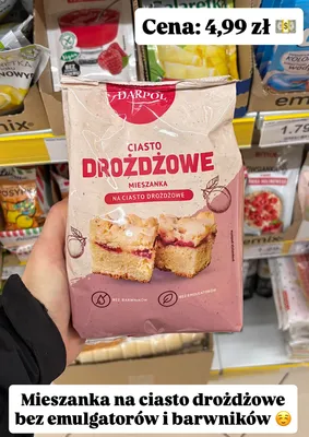 Mieszanka na ciasto drożdżowe DARPOL bez emulgatorów i barwników promocja w Dino