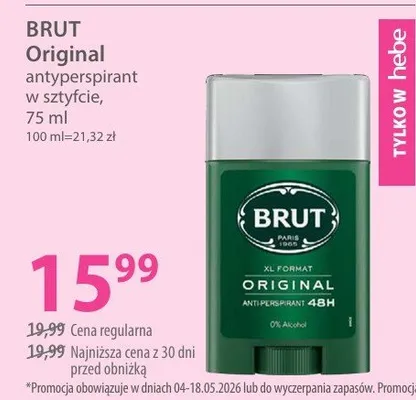 Antyperspirant w sztyfcie Brut Original promocja w Hebe