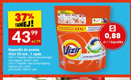 Kapsułki do prania Vizir Alpejska Świeżość promocja w Twój Market