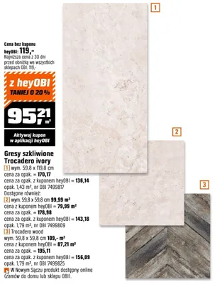 Gresy szkliwione Trocadero ivory promocja w OBI