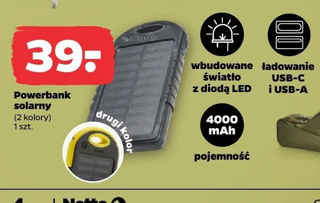 Powerbank solarny promocja w Netto