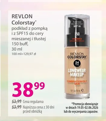 Podkład z pompką i z SPF15 do cery mieszanej i tłustej 150 buff REVLON Colorstay promocja w Hebe