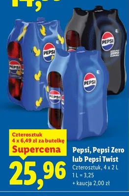 Napój Pepsi Zero czterosztuk, 4 x 2 l promocja w Lidl