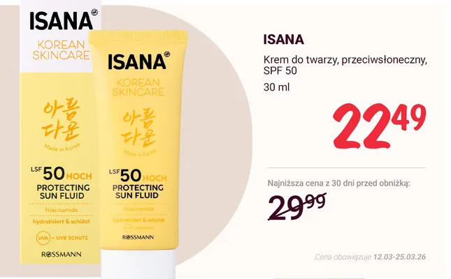 Krem do twarzy, przeciwsłoneczny, SPF 50 promocja w Rossmann