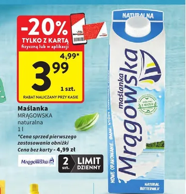 Maślanka Mrągowska naturalna promocja w Intermarche