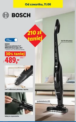 Odkurzacz pionowy 2 w 1 BOSCH BBHL2LED dark night 20V promocja w Lidl
