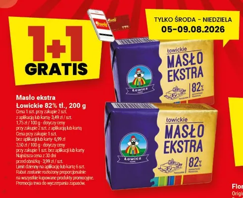Masło ekstra Łowickie 82% promocja w Twój Market