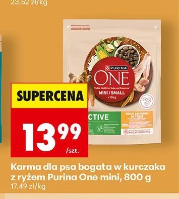 Karma dla psa Purina One Mini bogata w kurczaka z ryżem promocja w Biedronka