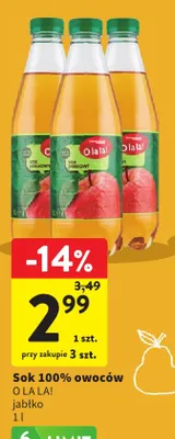 Sok owoców O la la! jabłko 100% promocja w Intermarche
