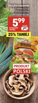 Grzyby suszone Runopol promocja w Delikatesy Centrum