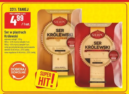Ser w plastrach Królewski wędzony Sierpc promocja w POLOmarket