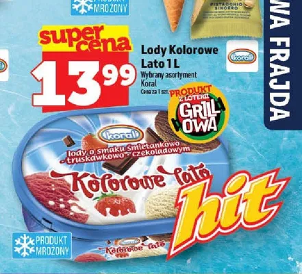 Lody Kolorowe Lato o smaku śmietankowo-truskawkowo-czekoladowym promocja w TOPAZ