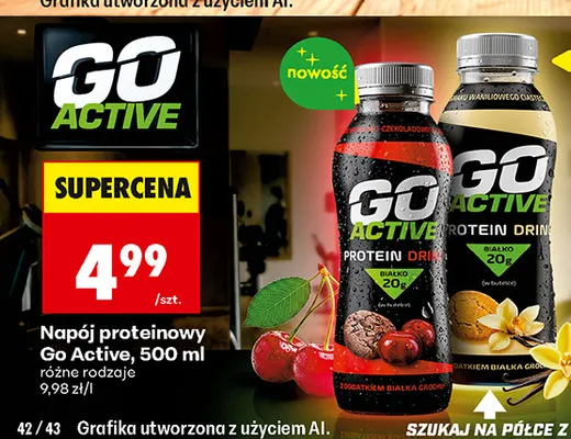 Napój proteinowy Go Active o smaku waniliowego ciasteczka promocja w Biedronka