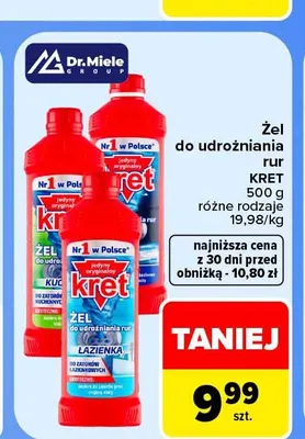 Żel do udrożniania rur Kret promocja w Carrefour