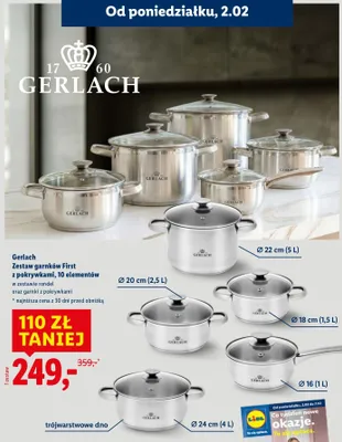 Zestaw garnków Gerlach First z pokrywkami, 10 elementów promocja w Lidl