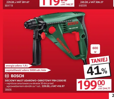 Sieciowy młot udarowo-obrotowy Pbh 2500 Re Bosch promocja w Selgros
