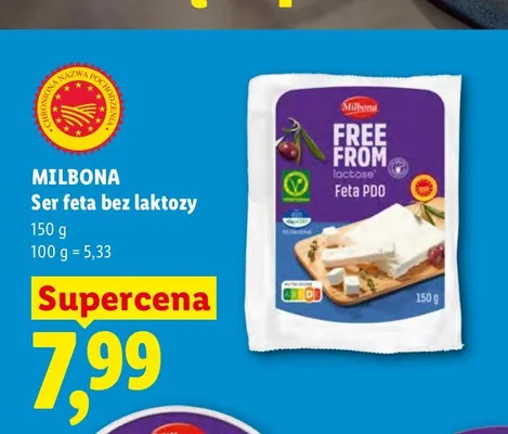 Ser feta bez laktozy Milbona Free From promocja w Lidl