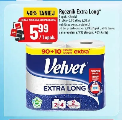 Ręcznik papierowy Velvet Extra Long promocja w POLOmarket