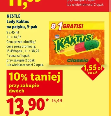 Lody Kaktus na patyku Nestlé 9-pak promocja w Lidl