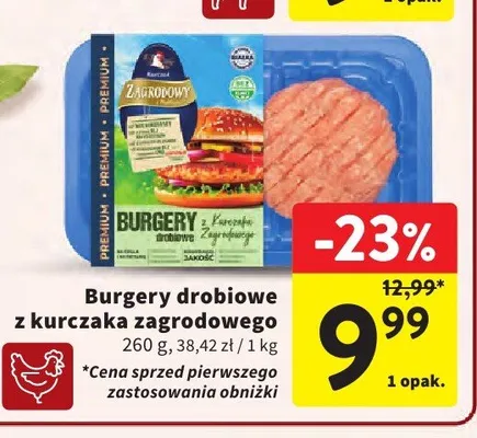 Burgery drobiowe z kurczaka Zagrodowego promocja w Intermarche