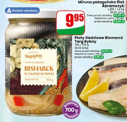 Płaty śledziowe Bismarck w zalewie octowej Targ Rybny promocja w Dino