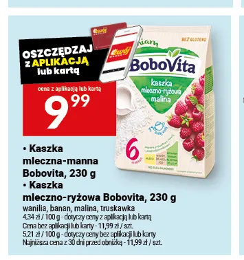 Kaszka mleczno-ryżowa BoboVita malina promocja w Twój Market