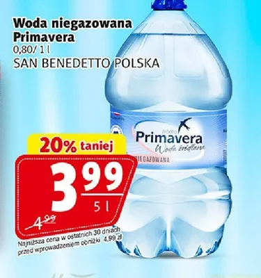 Woda niegazowana Primavera promocja w Prim Market