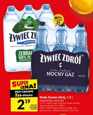Woda mocny gaz Żywiec Zdrój 1,5l promocja w Twój Market