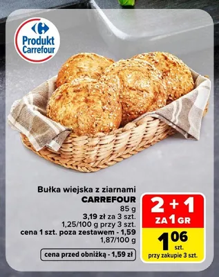 Bułka wiejska z ziarnami Carrefour promocja w Carrefour