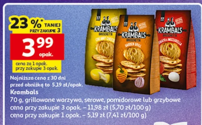 Chipsy Krambals grillowane warzywna, serowe, pomidorowe lub grzybowe promocja w Auchan