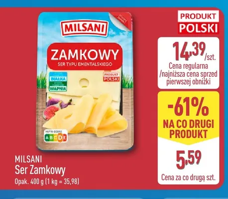 Ser Zamkowy w plastrach Milsani promocja w Aldi