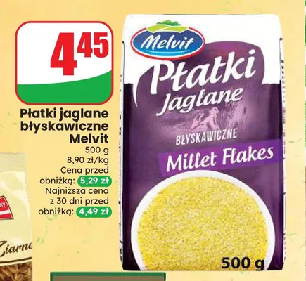 Płatki jaglane błyskawiczne Melvit promocja w Dino