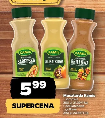 Musztarda Kamis sarepska, delikatesowa, grillowa promocja w Netto