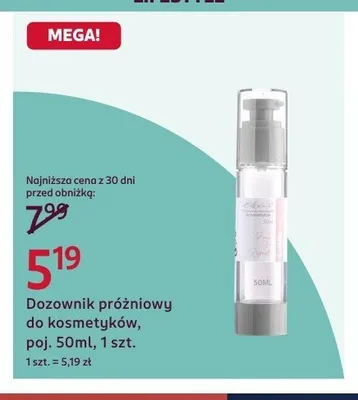Dozownik próżniowy do kosmetyków 50 ml promocja w Rossmann