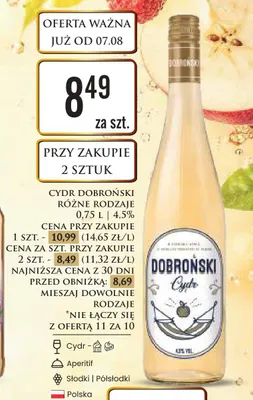 Cydr Dobroński promocja w Dino