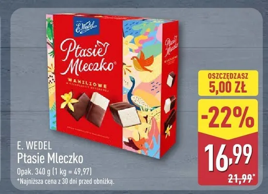 Ptasie Mleczko waniliowe E. Wedel promocja w Aldi