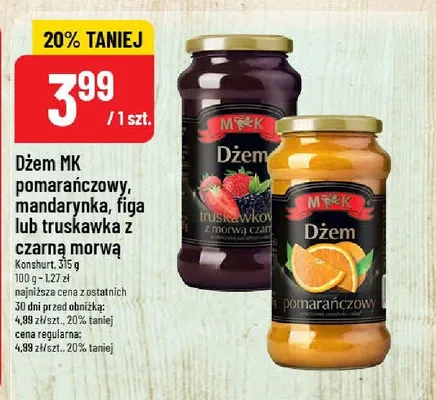Dżem mandarynka, figa lub truskawka z czarną morwą promocja w POLOmarket