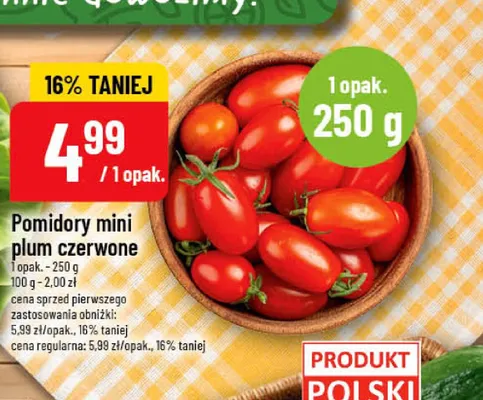 Pomidory mini plum czerwone promocja w POLOmarket