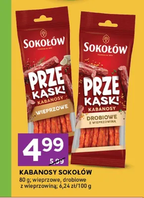 Kabanosy Sokołów Prze Kąski wieprzowe promocja w Stokrotka