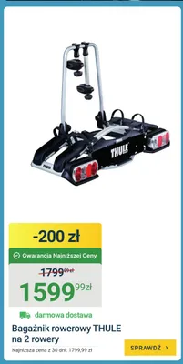 Bagażnik rowerowy Thule na 2 rowery promocja w ERLI