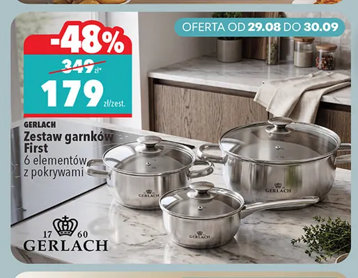 Zestaw garnków First 6 elementów Gerlach z pokrywami promocja w Biedronka
