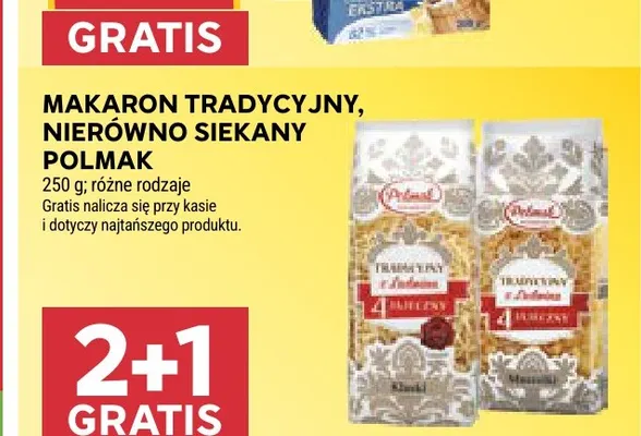 Makaron tradycyjny nierówno siekany Polmak promocja w Stokrotka
