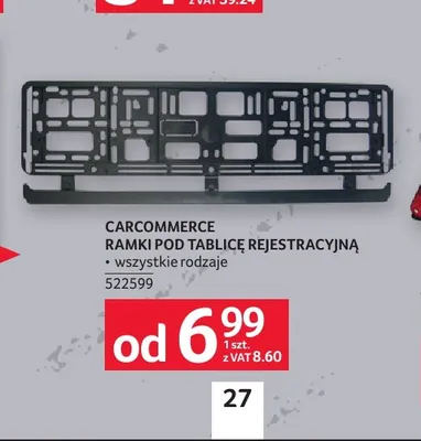 Ramka pod tablicę rejestracyjną Carcommerce promocja w Selgros