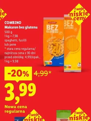 Makaron bez glutenu spaghetti, fusilli lub penne promocja w Lidl