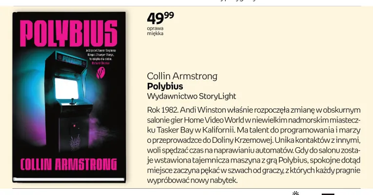 Książka Collin Armstrong Polybius Wydawnictwo StoryLight promocja w Empik